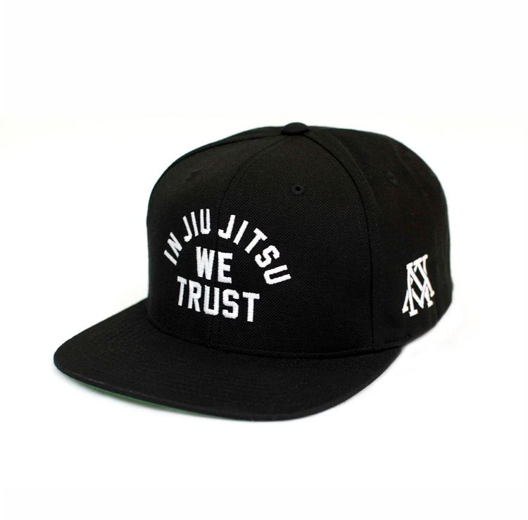 In Jiu Jitsu we trust Hat. White on Black.